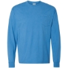 Custom Unisex Garment-Dyed Long Sleeve T-Shirt With a Pocket Summer Sky Blue