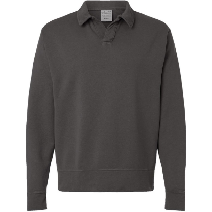 Custom Unisex Garment-Dyed Polo Collar Sweatshirt New Railroad Grey