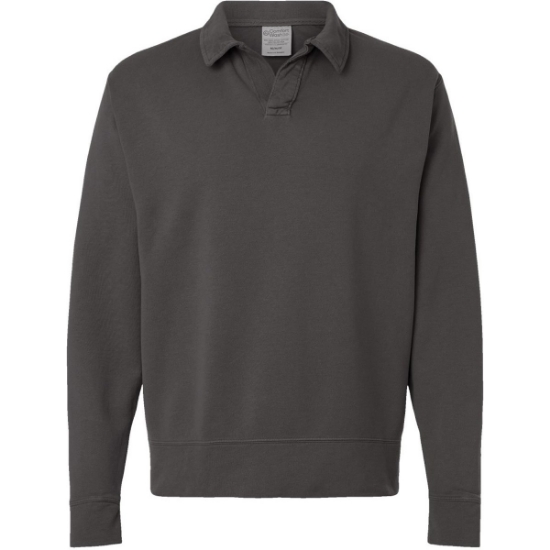 Custom Unisex Garment-Dyed Polo Collar Sweatshirt New Railroad Grey