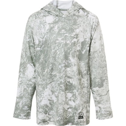 Custom Youth Pursuit Mossy Oak Printed Hooded Long Sleeve T-Shirt Seagrass