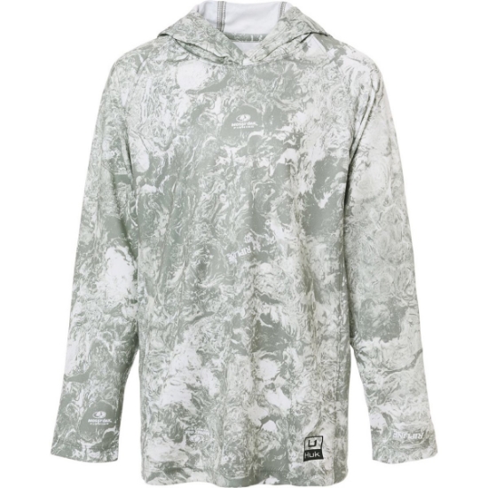 Custom Youth Pursuit Mossy Oak Printed Hooded Long Sleeve T-Shirt Seagrass