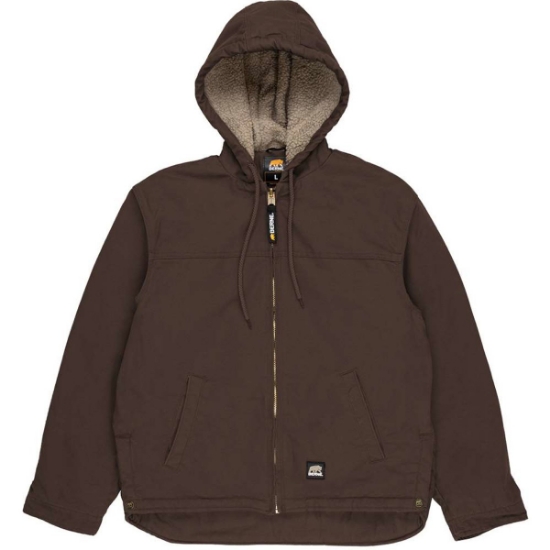 Custom Mens Heartland Washed Duck Hooded Work Coat Bark