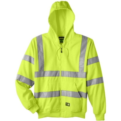 Custom Mens Berne Hi-Vis Class 3 Lined Hooded Sweatshirt Yellow