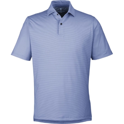 Custom Mens USA Made Mini Stripe Tech Polo Marine