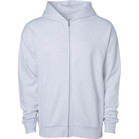 Custom Unisex Avenue Midweight Full-Zip Hooded Sweatshirt Ash Heather