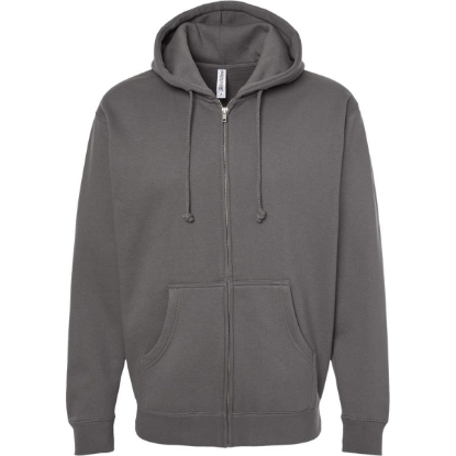 Custom Unisex Heavyweight Full-Zip Hooded Sweatshirt Solid Charcoal