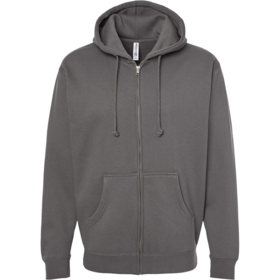 Custom Unisex Heavyweight Full-Zip Hooded Sweatshirt Solid Charcoal