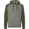 Custom Unisex Raglan Hooded Sweatshirt Gunmetal Heather/ Army Heather