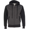Custom Unisex Heavyweight Varsity Full-Zip Hooded Sweatshirt Charcoal Heather/ Black