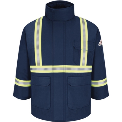 Custom Mens Deluxe Parka With Reflective Trim - EXCEL FR® ComforTouch Navy