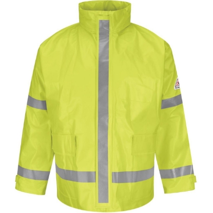 Custom Mens Hi-Visibility Flame-Resistant Rain Jacket Yellow/ Green