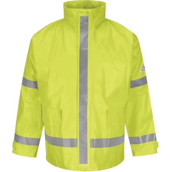 Custom Mens Hi-Visibility Flame-Resistant Rain Jacket Yellow/ Green