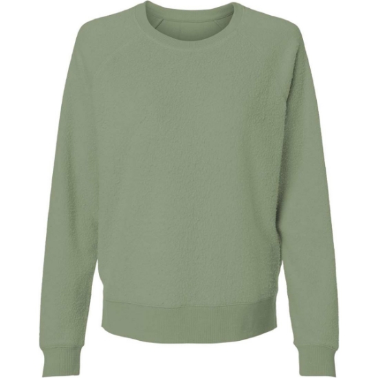 Custom Womens Fleece Out Crewneck Pullover Sage