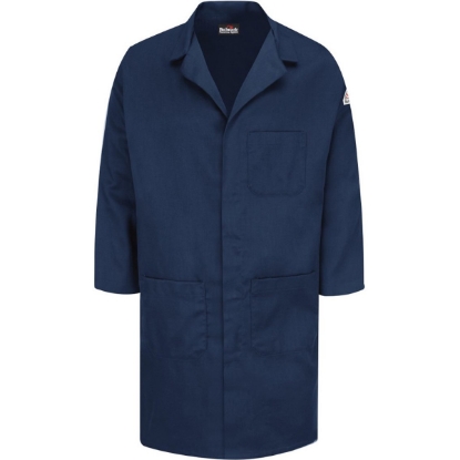 Custom Mens Concealed Snap Front Lab Coat - EXCEL FR® ComforTouch® - 6 oz. Navy