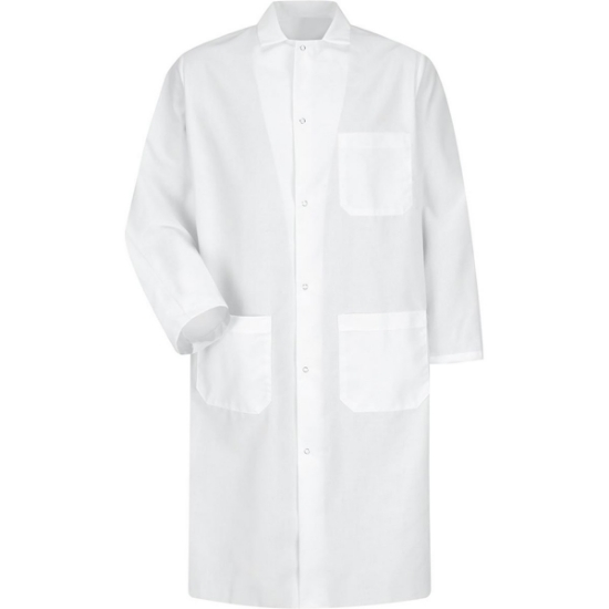 Custom Unisex Butcher Coat with Interior Chest Pocket White