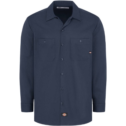 Custom Mens Industrial Cotton Long Sleeve Work Shirt Dark Navy