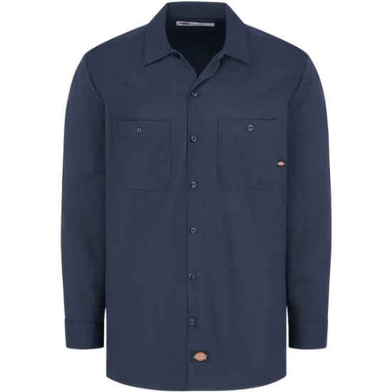 Custom Mens Industrial Cotton Long Sleeve Work Shirt Dark Navy