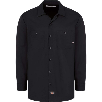 Custom Mens Tall Industrial Cotton Long Sleeve Work Shirt Black