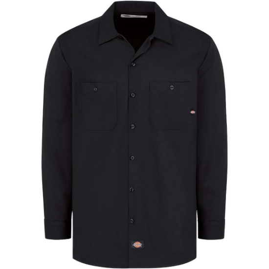 Custom Mens Tall Industrial Cotton Long Sleeve Work Shirt Black