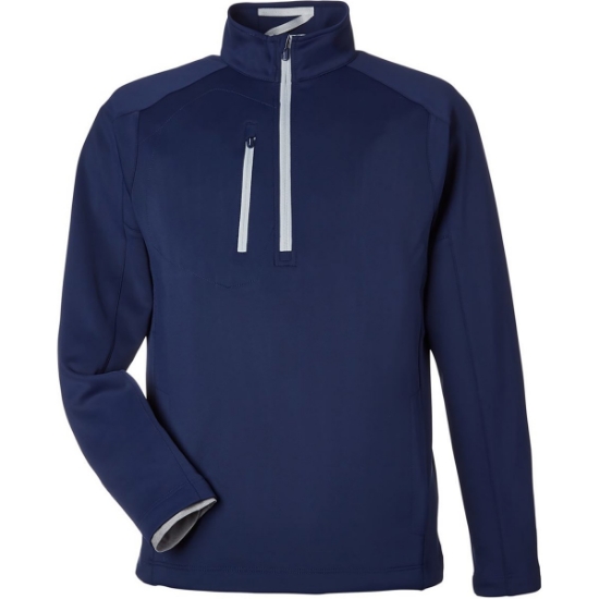 Custom Mens Quarter-Zip Pullover Navy/ Metallic Silver