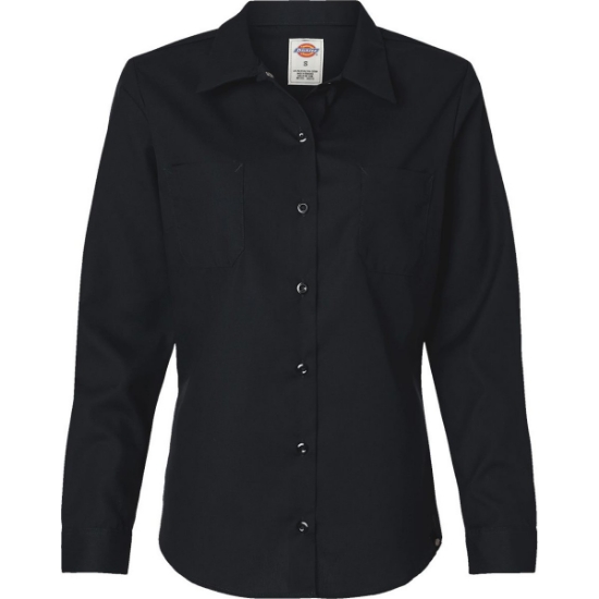 Custom Womens Long Sleeve Industrial Work Shirt Black