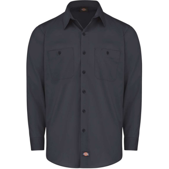 Custom Mens Industrial Worktech Ventilated Long Sleeve Work Shirt Dark Navy