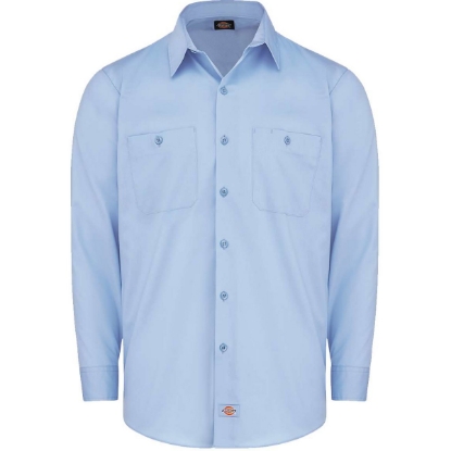 Custom Mens Tall Industrial Worktech Ventilated Long Sleeve Work Shirt Light Blue