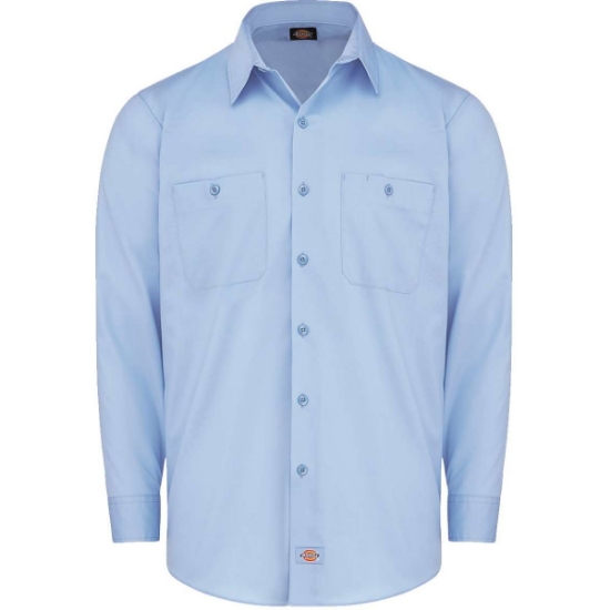 Custom Mens Tall Industrial Worktech Ventilated Long Sleeve Work Shirt Light Blue