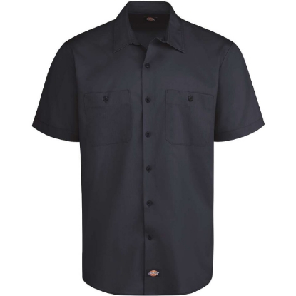 Custom Mens Tall Industrial Worktech Ventilated Short Sleeve Work Shirt Dark Navy
