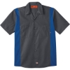 Custom Mens Tall Industrial Colorblocked Short Sleeve Shirt Dark Charcoal/ Royal Blue