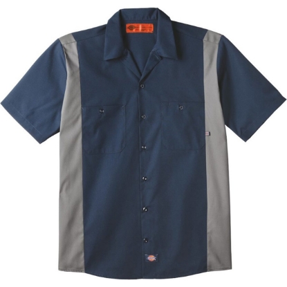 Custom Mens Tall Industrial Colorblocked Short Sleeve Shirt Dark Navy/ Smoke