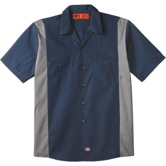 Custom Mens Tall Industrial Colorblocked Short Sleeve Shirt Dark Navy/ Smoke