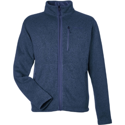 Custom Mens Drop Line Fleece Jacket Arctic Navy Heather