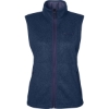 Custom Womens Drop Line Fleece Vest Arctic Navy Heather