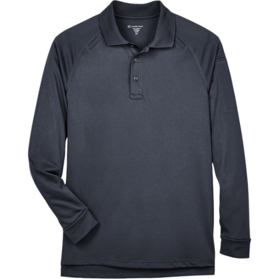 Custom Mens Advantage Long Sleeve Tactical Polo Dark Charcoal