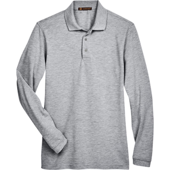 Custom Mens Easy Blend™ Long Sleeve Polo Grey Heather