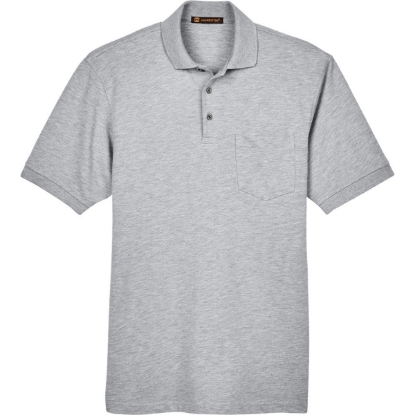 Custom Mens Easy Blend™ Polo with Pocket Grey Heather