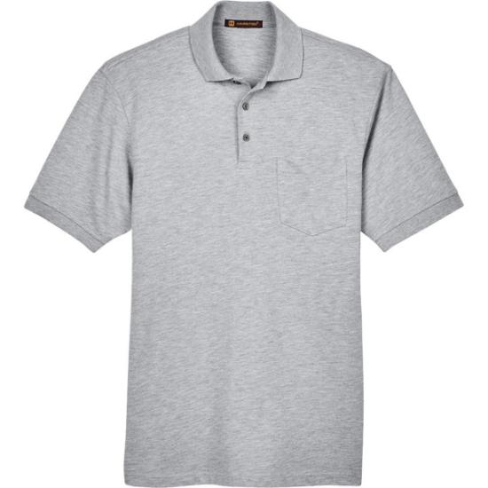 Custom Mens Easy Blend™ Polo with Pocket Grey Heather
