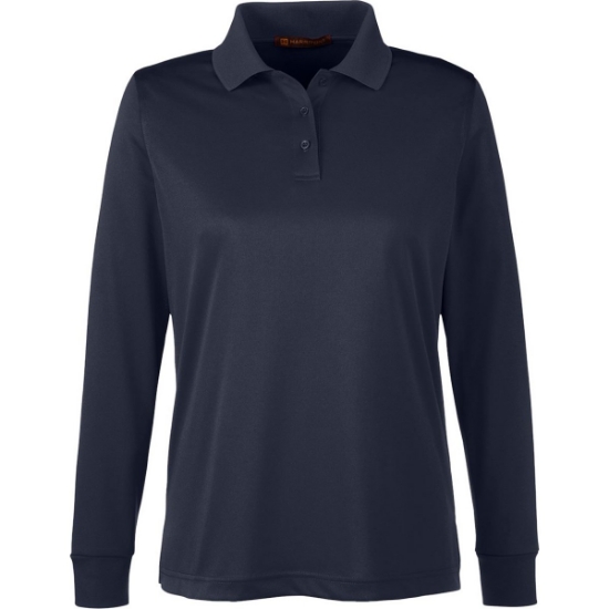 Custom Womens Advantage Snag Protection Plus IL Long Sleeve Polo Dark Navy