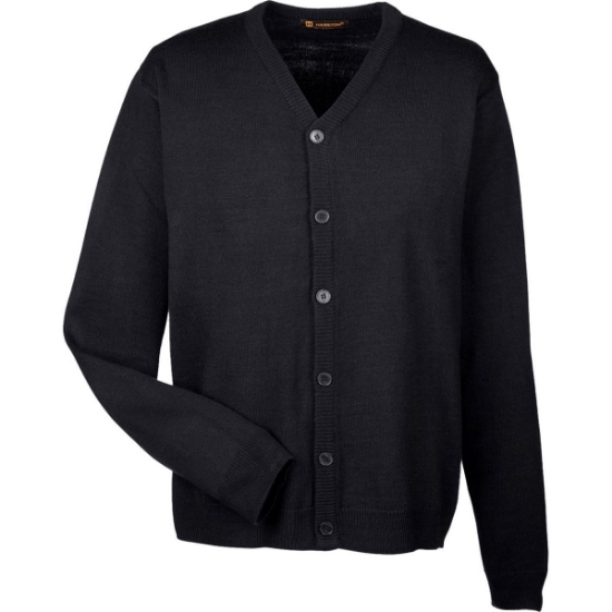 Custom Mens Pilbloc™ V-Neck Button Cardigan Sweater Black