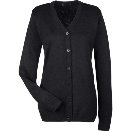 Custom Womens Pilbloc V-Neck Button Cardigan Sweater Black