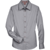 Custom Womens Easy Blend™ Long Sleeve Twill Dress Shirt with Stain-Release Dark Grey