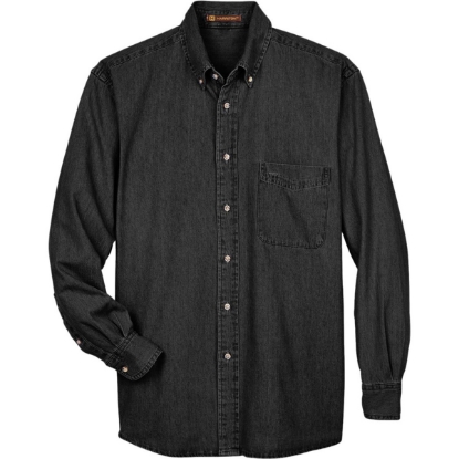 Custom Mens Tall Denim Shirt Washed Black