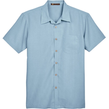 Custom Mens Barbados Textured Camp Shirt Cloud Blue