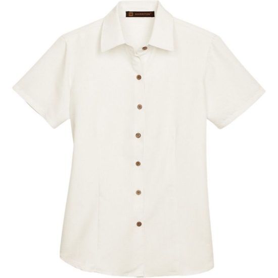 Custom Womens Barbados Textured Camp Shirt Cream