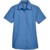 Custom Womens Barbados Textured Camp Shirt Pool Blue