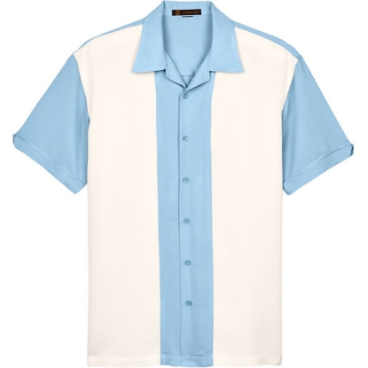 Custom Mens Two-Tone Camp Shirt Cloud Blue/ Cream
