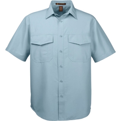 Custom Mens Key West Short Sleeve Performance Staff Shirt Cloud Blue