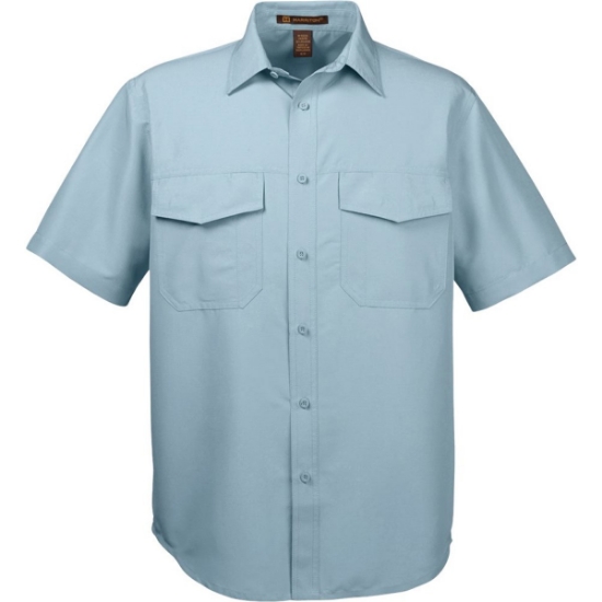 Custom Mens Key West Short Sleeve Performance Staff Shirt Cloud Blue