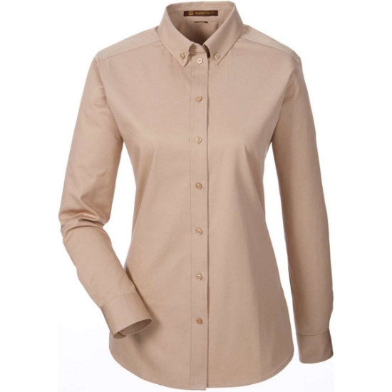 Custom Womens Foundation Cotton Twill Shirt with Teflon Khaki